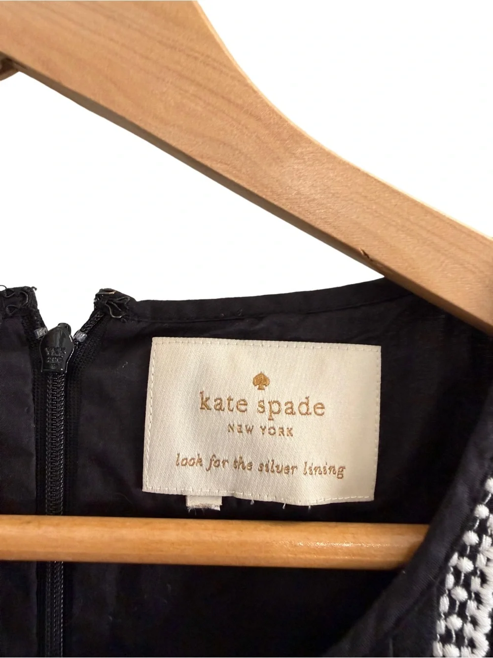Kate Spade New York Broome Street Ruffle Topline Embroidered Dress Black Medium